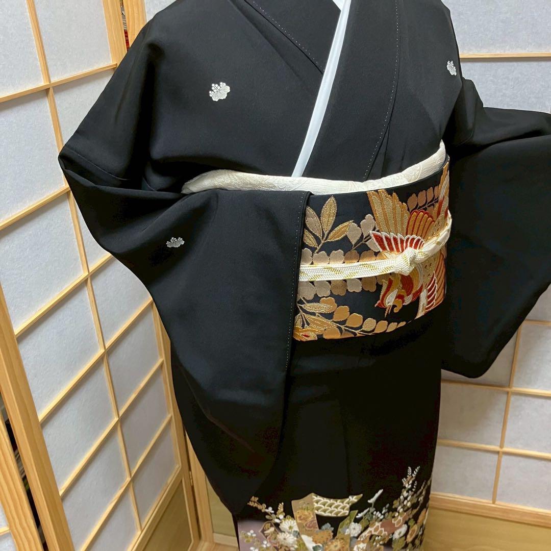 5457# Japanese Tomesode Kimono Vintage Womens Silk Fabric Robe Kimono only sold
