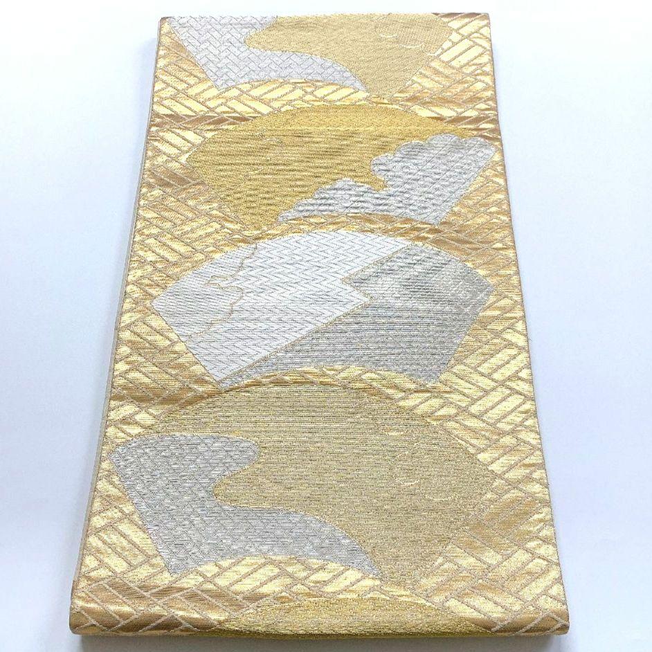 3757# Japanese Vintage Fukuro Obi Belt Kimono Fabric Silk Traditional Gold