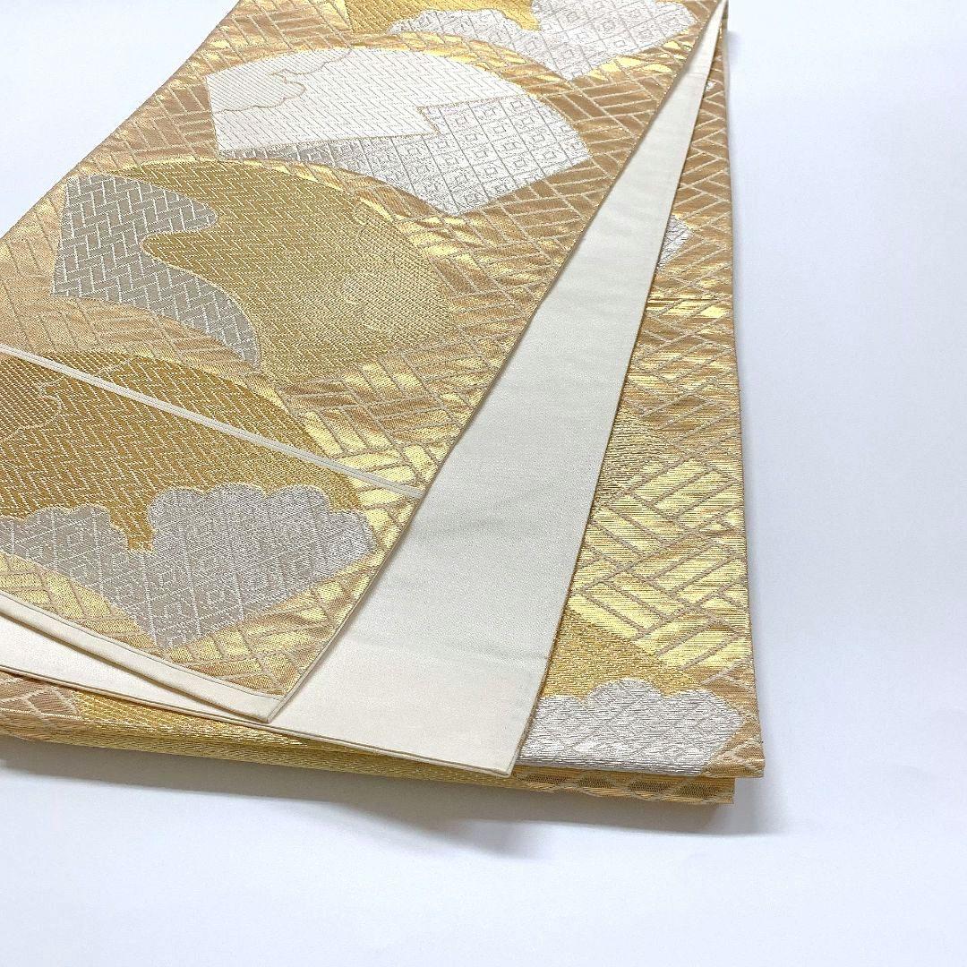 3757# Japanese Vintage Fukuro Obi Belt Kimono Fabric Silk Traditional Gold