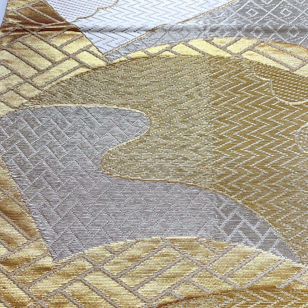3757# Japanese Vintage Fukuro Obi Belt Kimono Fabric Silk Traditional Gold