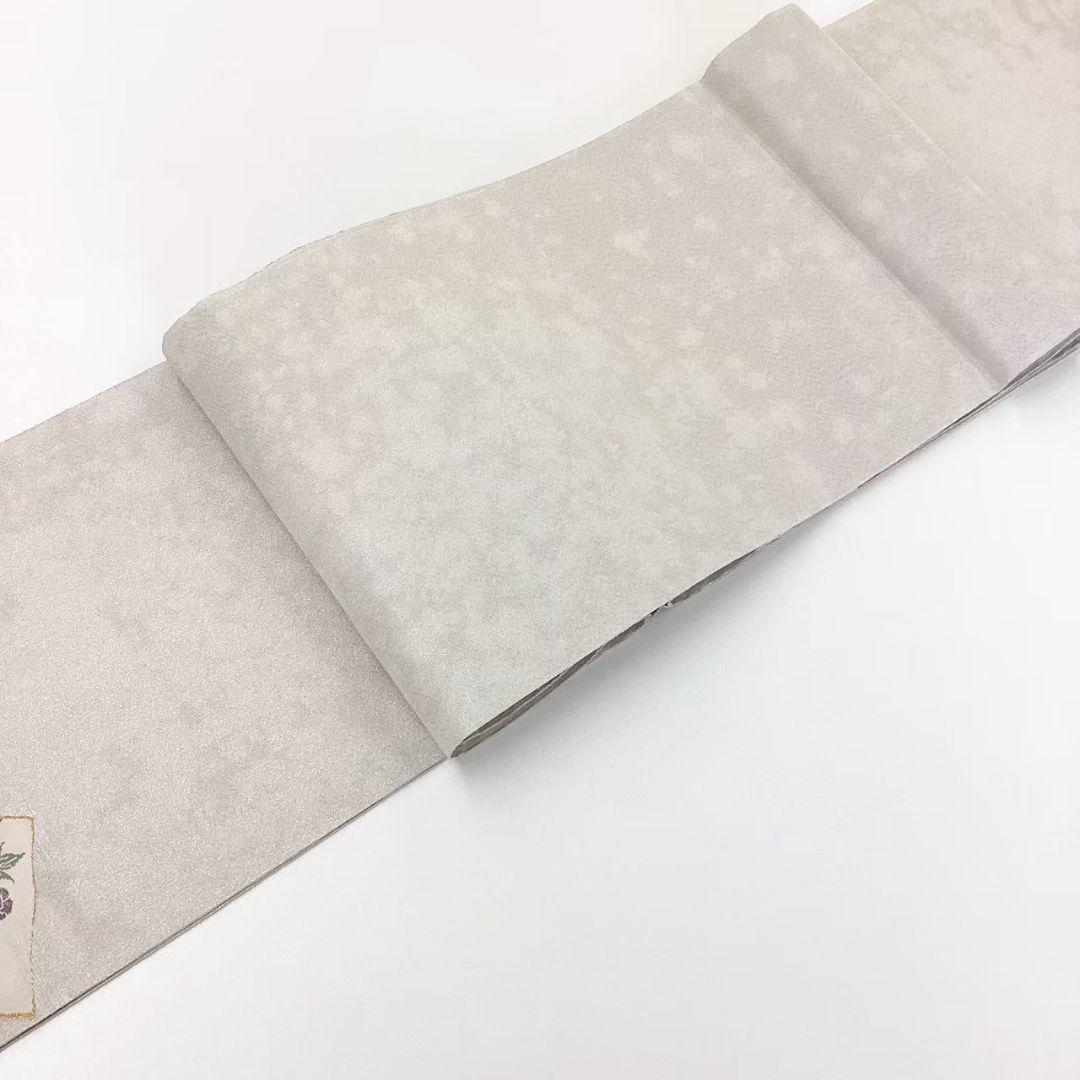 4733# Japanese Vintage Fukuro Obi Belt Kimono Fabric Silk Traditional Silver