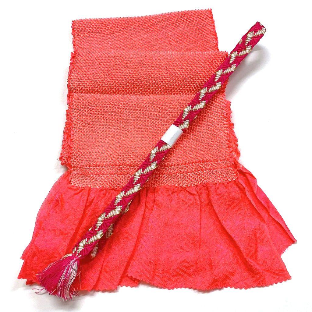 3881# Japanese Kimono Accessory Obiage and Obijime 2-piece Set Silk Shibori