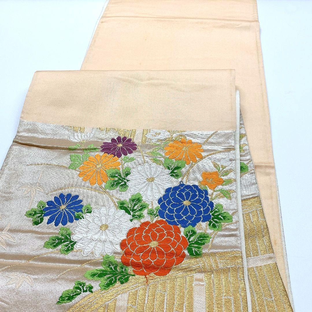 3307# Japanese Vintage Fukuro Obi Belt Kimono Fabric Silk Traditional Embroidery