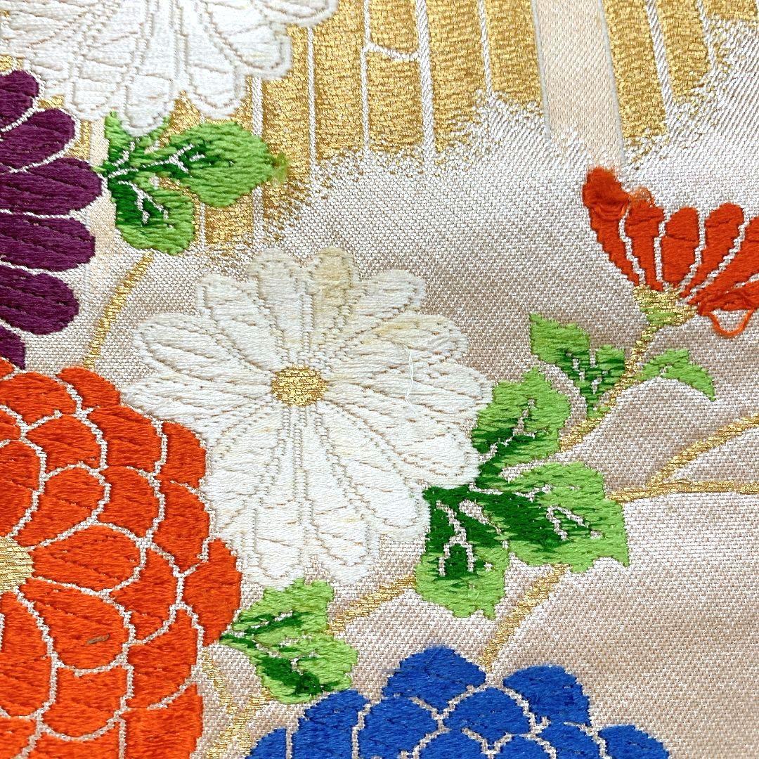 3307# Japanese Vintage Fukuro Obi Belt Kimono Fabric Silk Traditional Embroidery