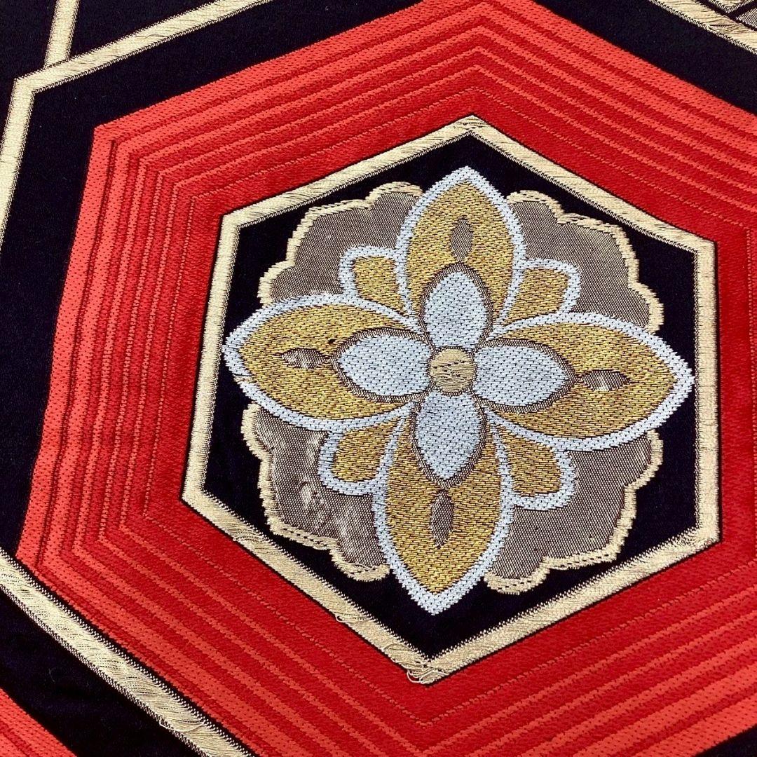 4696# Japanese Vintage Fukuro Obi Belt Kimono Fabric Silk Traditional Black