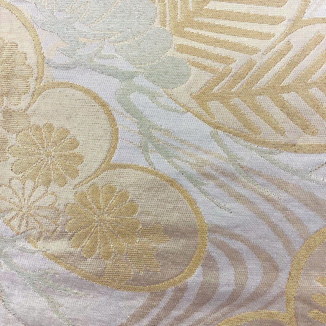 4987# Japanese Vintage Fukuro Obi Belt Kimono Fabric Silk Traditional Gold
