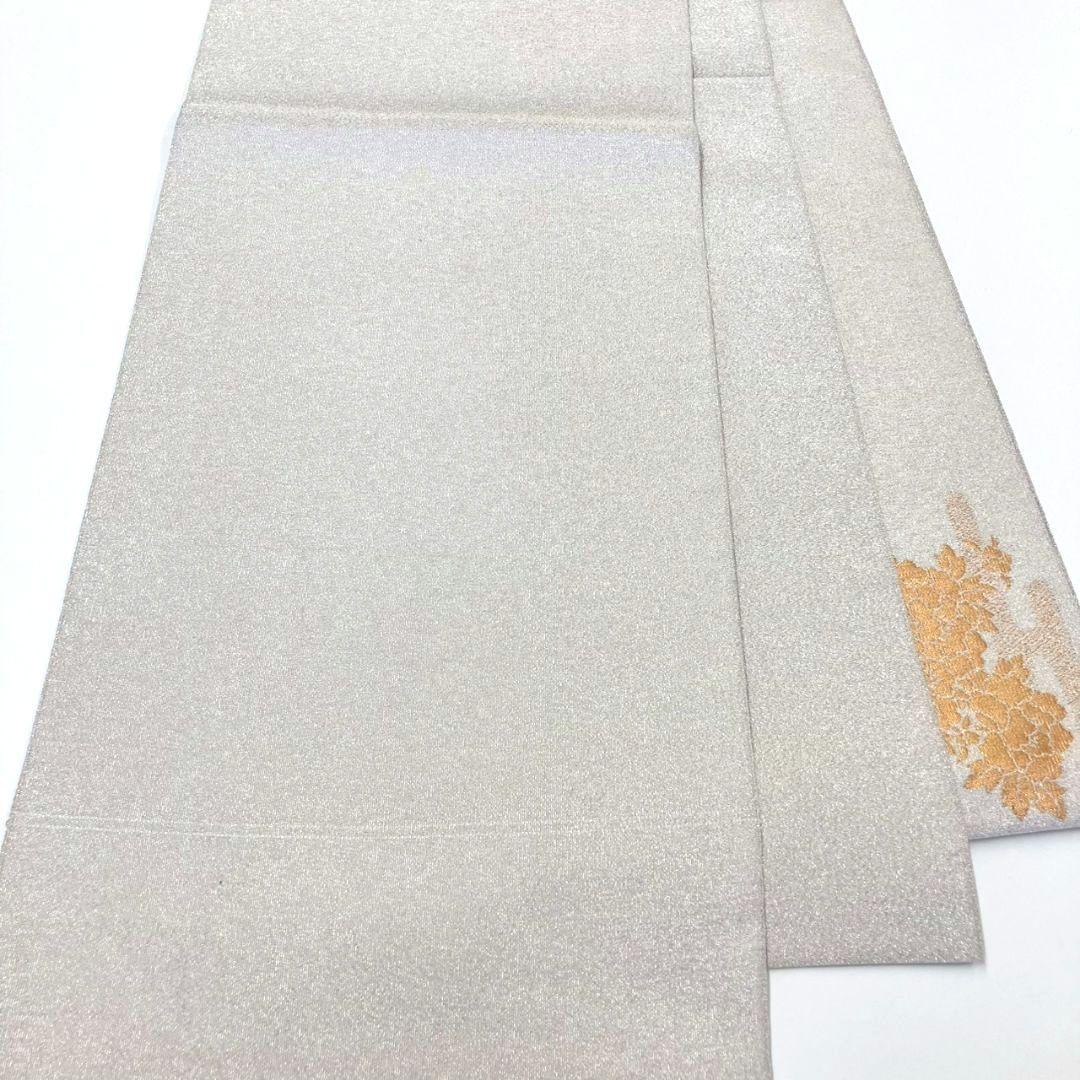 3584# Japanese Vintage Fukuro Obi Belt Kimono Fabric Silk Traditional Silver