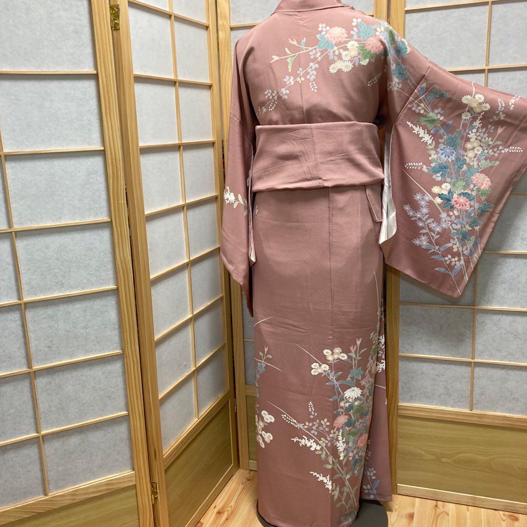 3414# Japanese Kimono Vintage Womens Silk Fabric Robe Kimono only sold Pink