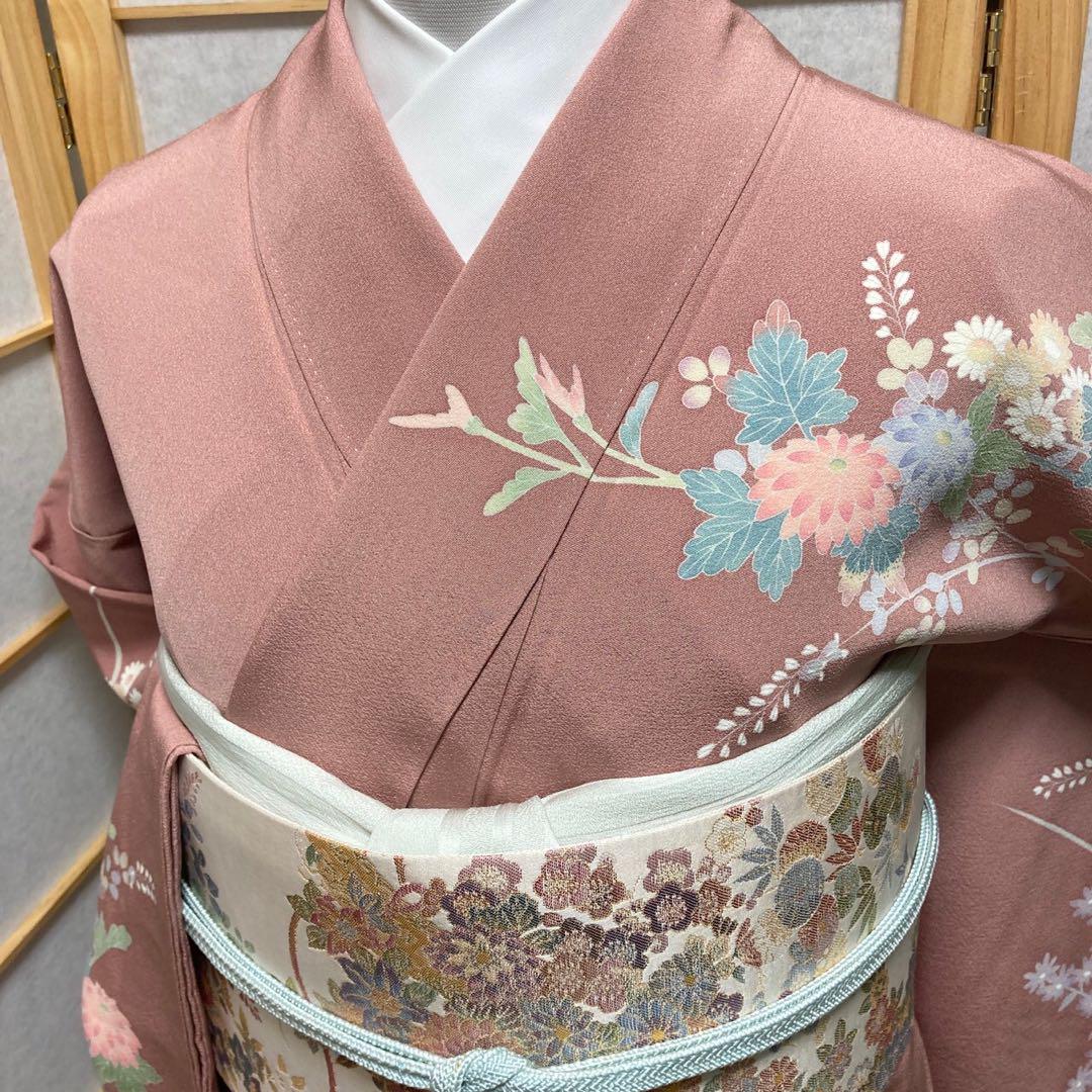 3414# Japanese Kimono Vintage Womens Silk Fabric Robe Kimono only sold Pink