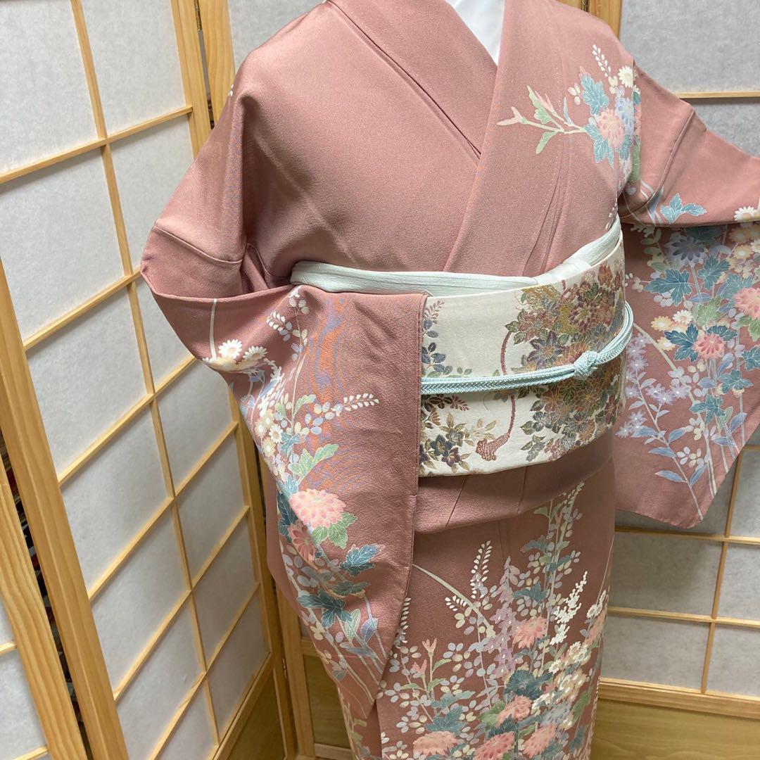 3414# Japanese Kimono Vintage Womens Silk Fabric Robe Kimono only sold Pink