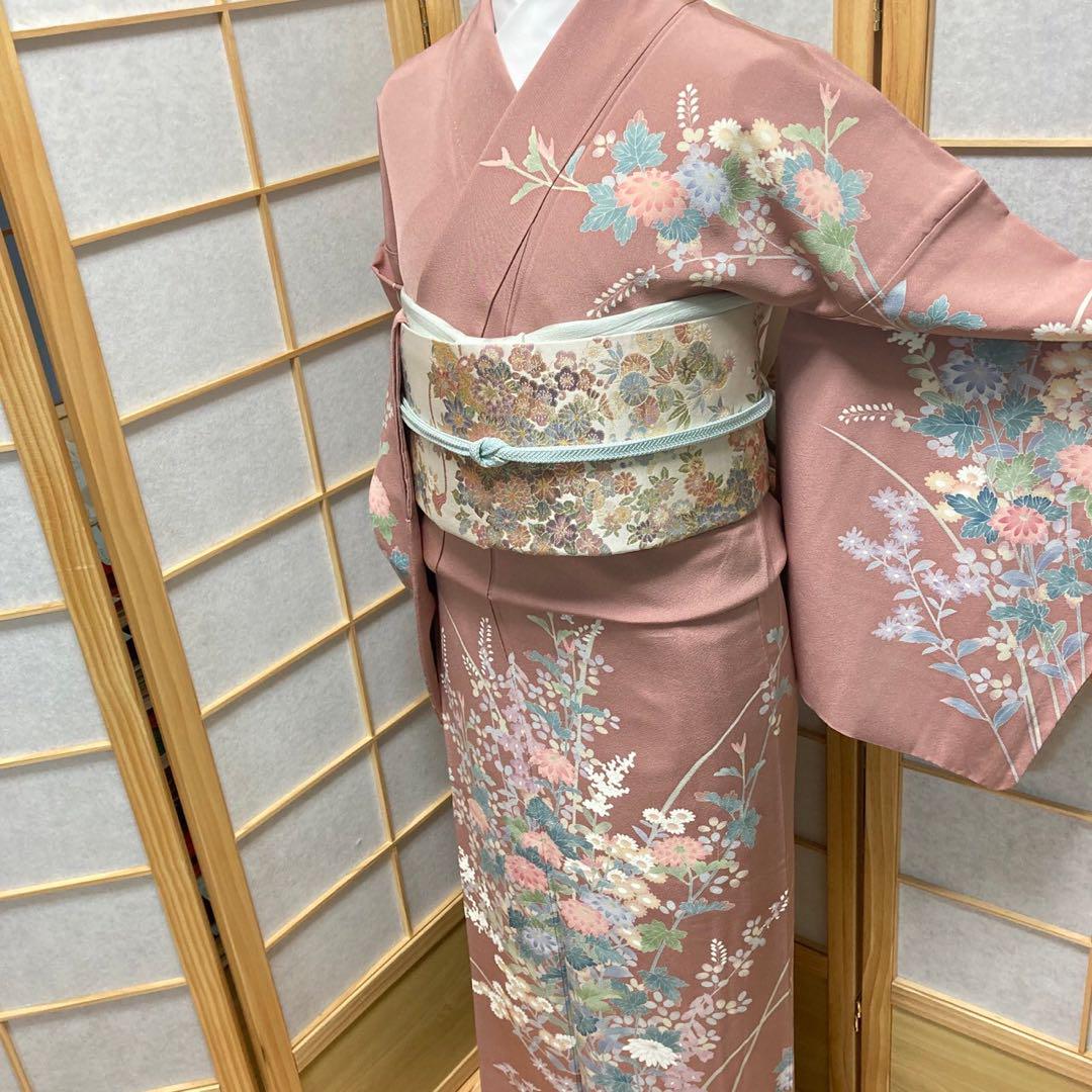 3414# Japanese Kimono Vintage Womens Silk Fabric Robe Kimono only sold Pink