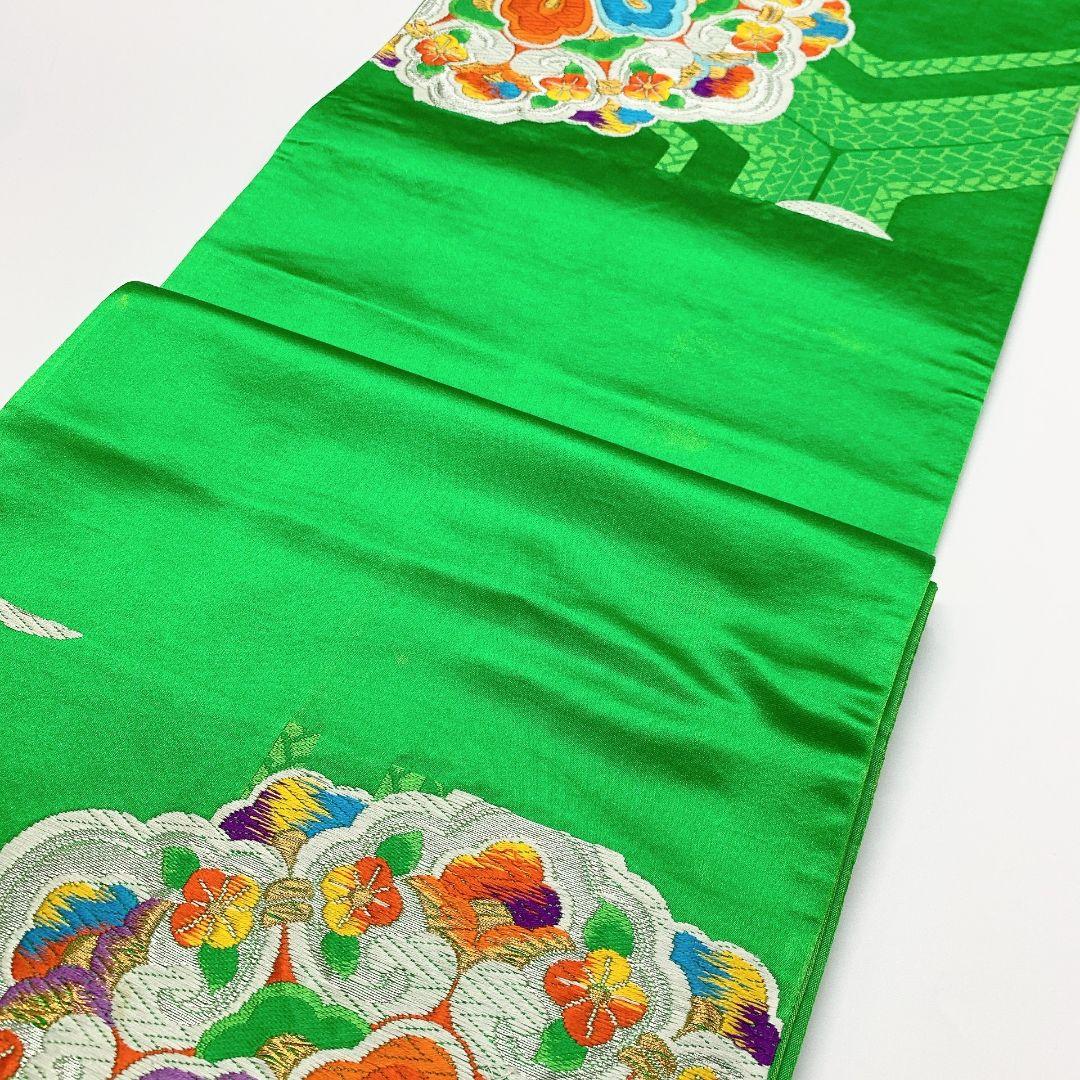 4518# Japanese Vintage Fukuro Obi Belt Kimono Fabric Silk Traditional Embroidery