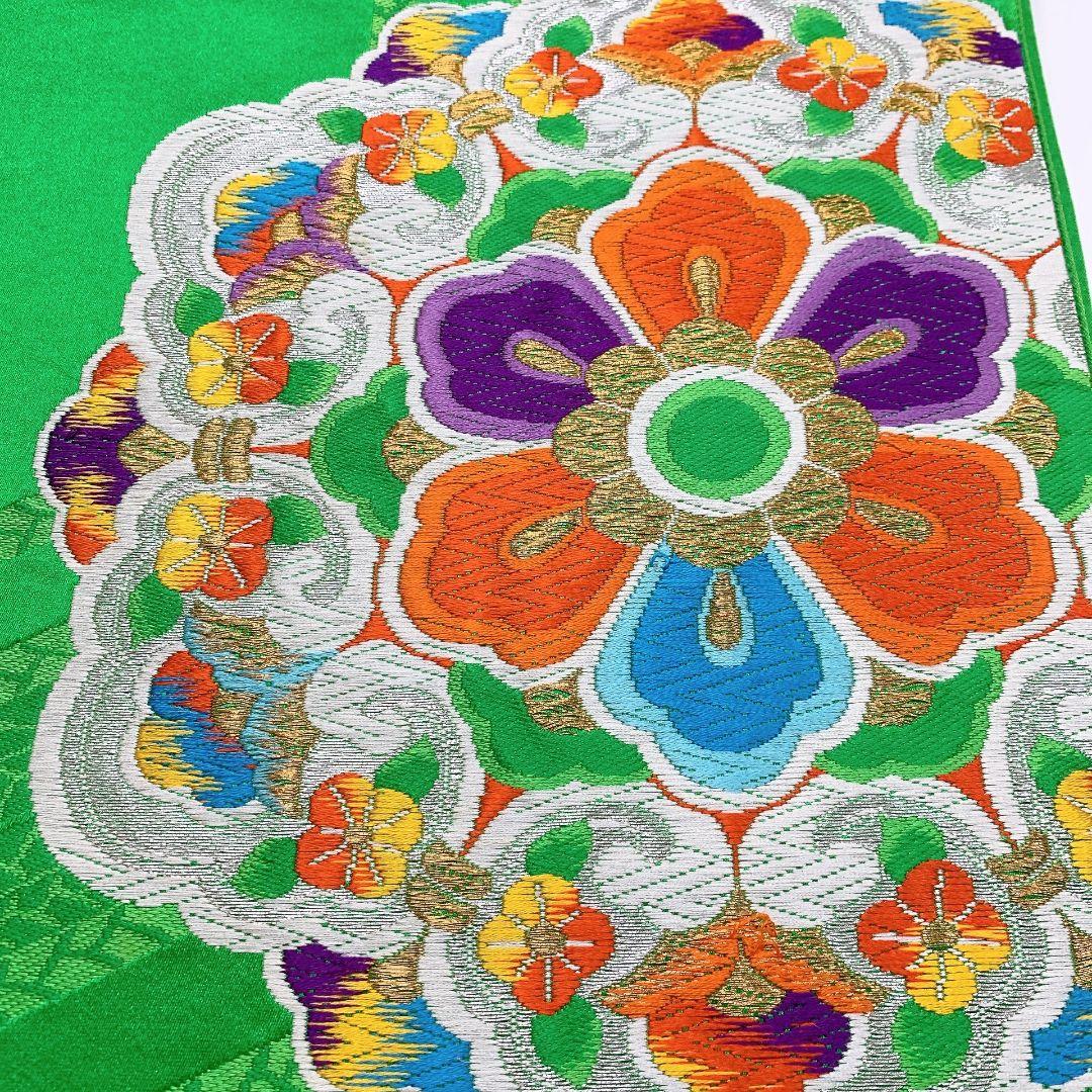 4518# Japanese Vintage Fukuro Obi Belt Kimono Fabric Silk Traditional Embroidery
