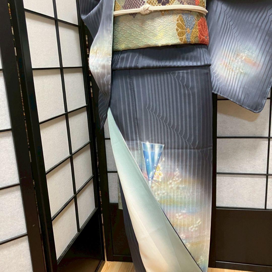 5464# Japanese Kimono Vintage Womens Silk Fabric Robe Kimono only sold