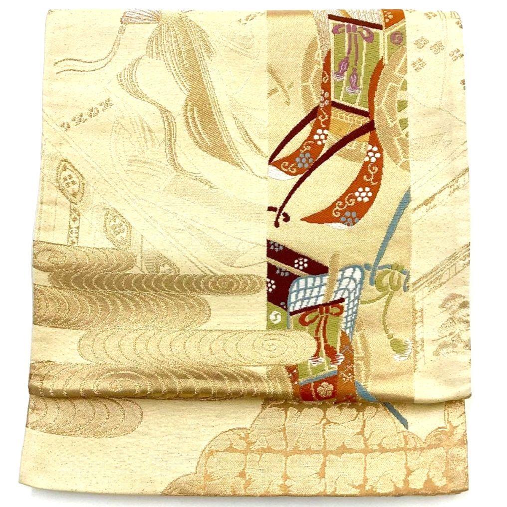 4761# Japanese Vintage Fukuro Obi Belt Kimono Fabric Silk Traditional Untailored