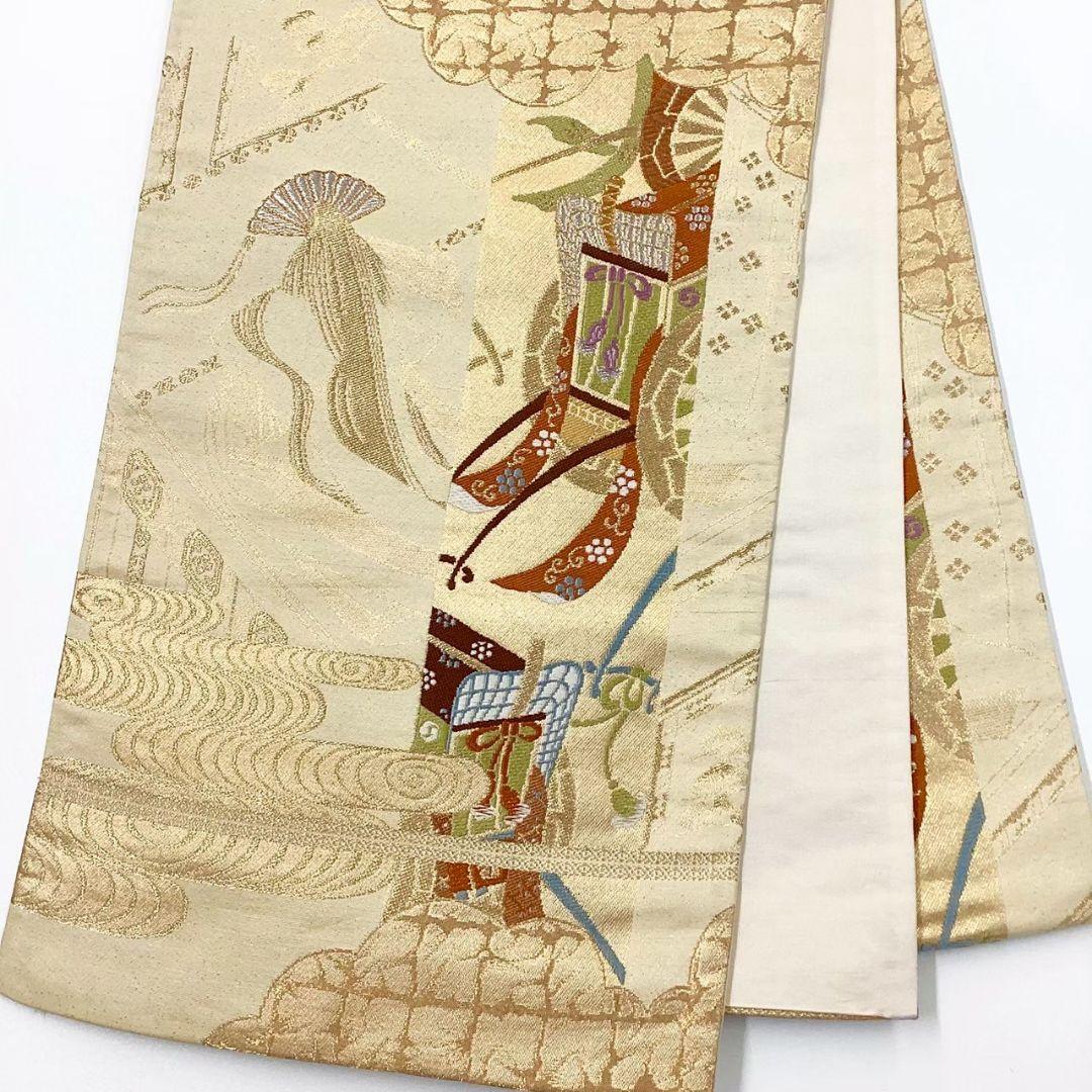4761# Japanese Vintage Fukuro Obi Belt Kimono Fabric Silk Traditional Untailored