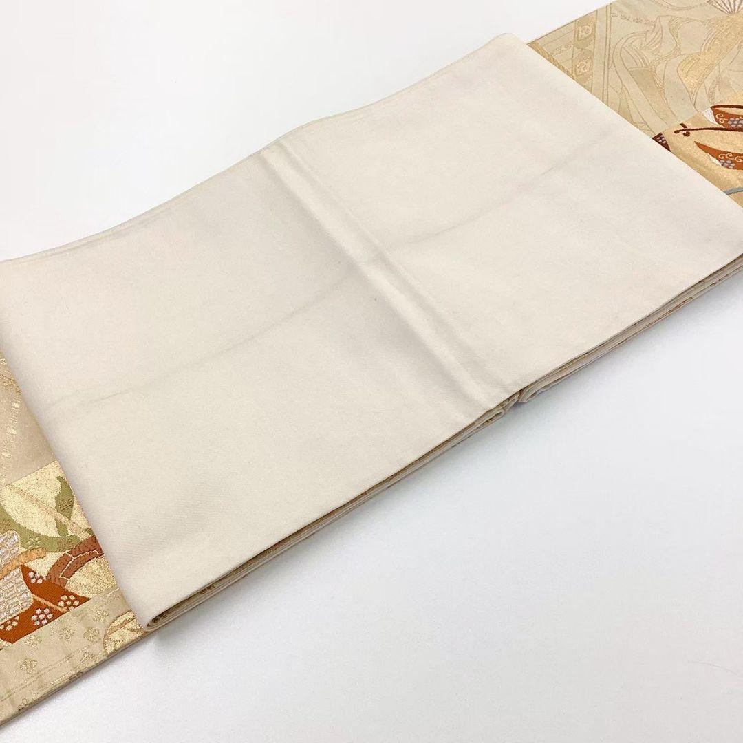 4761# Japanese Vintage Fukuro Obi Belt Kimono Fabric Silk Traditional Untailored