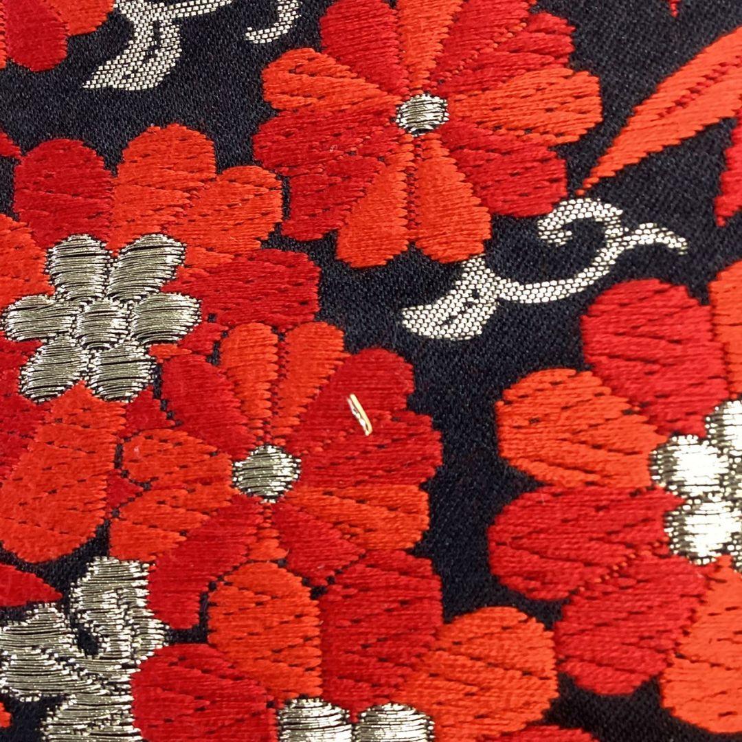 4947# Japanese Vintage Fukuro Obi Belt Kimono Fabric Silk Traditional Black