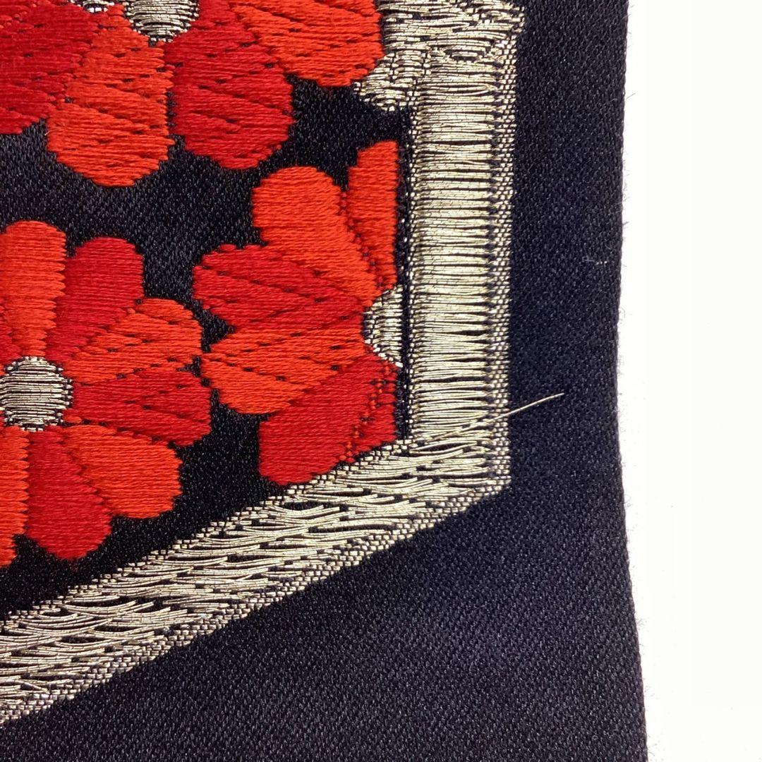 4947# Japanese Vintage Fukuro Obi Belt Kimono Fabric Silk Traditional Black