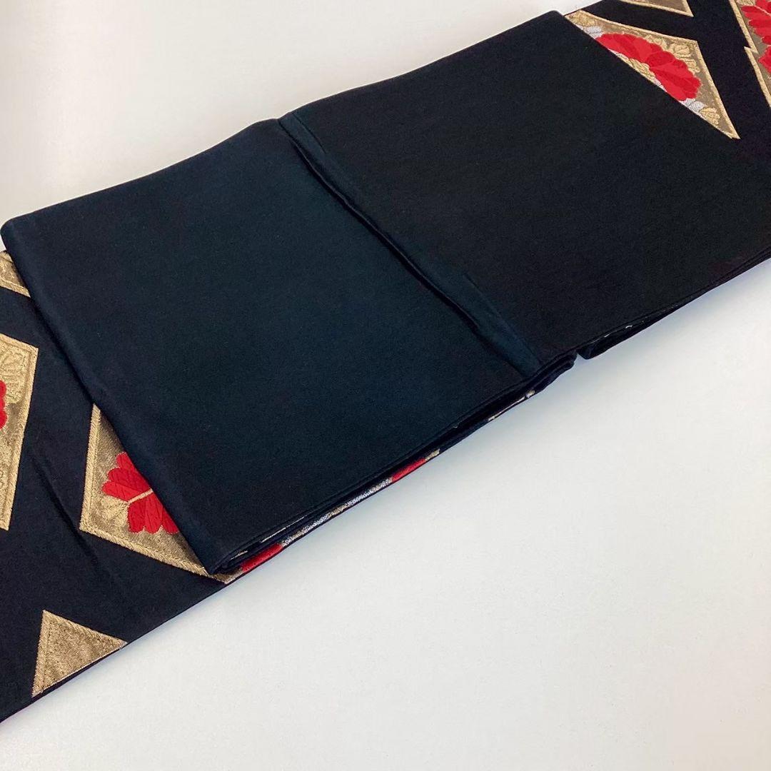 4771# Japanese Vintage Fukuro Obi Belt Kimono Fabric Silk Traditional Black