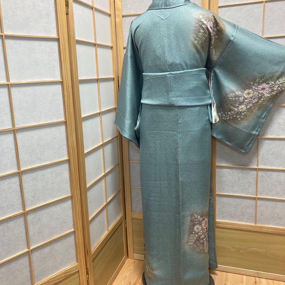 2901# Japanese Kimono Vintage Womens Silk Fabric Robe Kimono only sold Unused