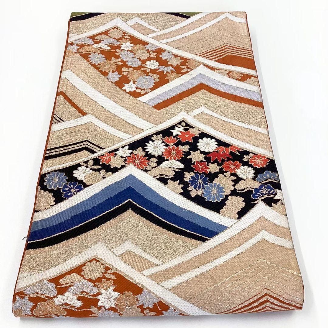 4744# Japanese Vintage Fukuro Obi Belt Kimono Fabric Silk Traditional Orange