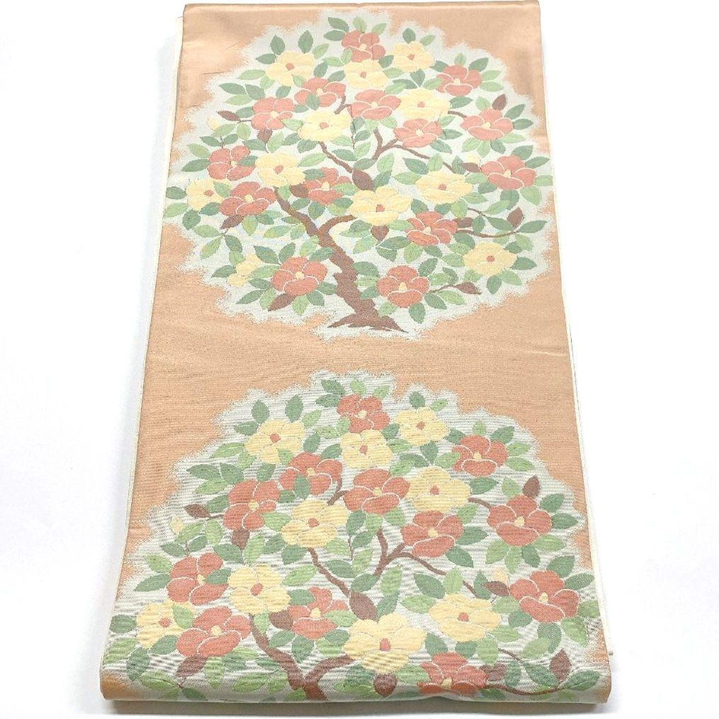 4130# Japanese Vintage Fukuro Obi Belt Kimono Fabric Silk Traditional Pink