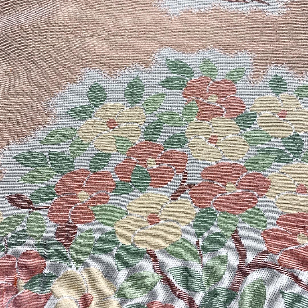 4130# Japanese Vintage Fukuro Obi Belt Kimono Fabric Silk Traditional Pink