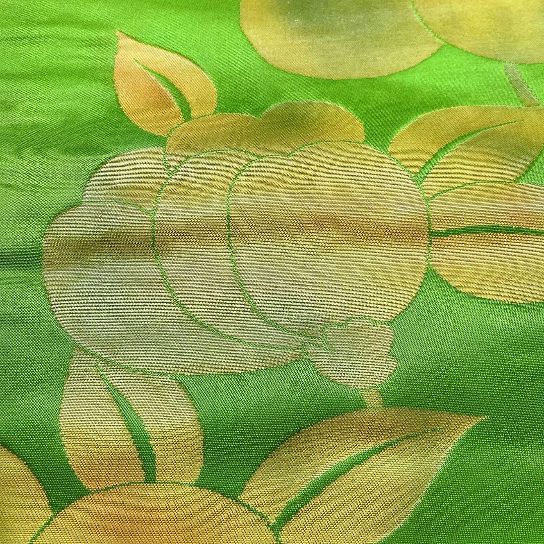 3799# Japanese Vintage Fukuro Obi Belt Kimono Fabric Silk Traditional Green