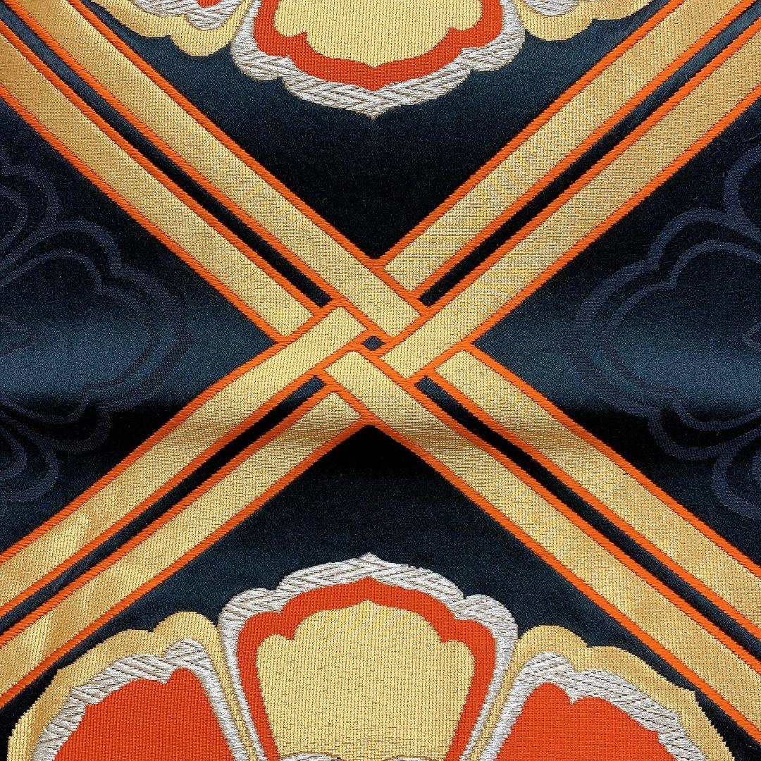 3840# Japanese Vintage Fukuro Obi Belt Kimono Fabric Silk Traditional Black