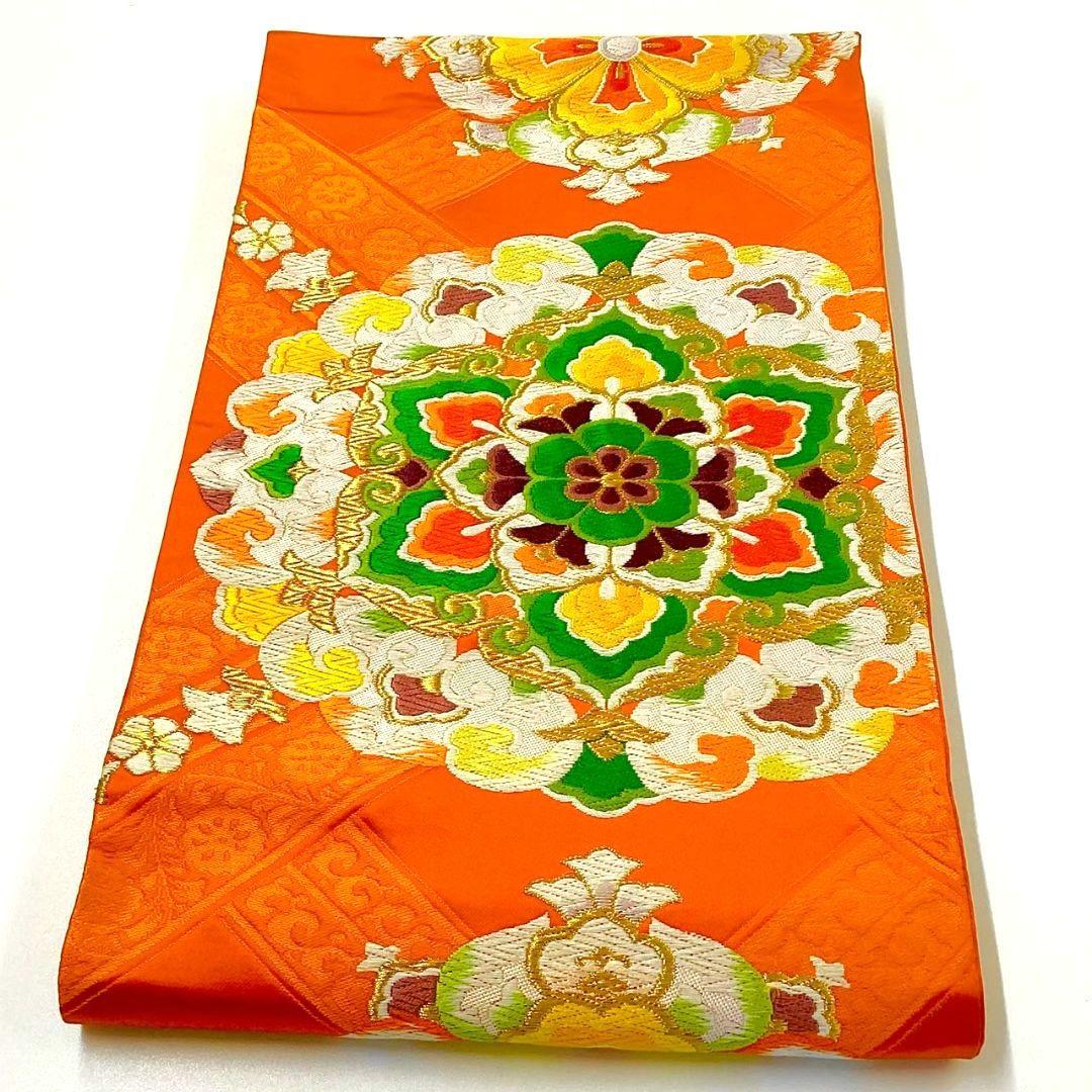 4760# Japanese Vintage Fukuro Obi Belt Kimono Fabric Silk Traditional Embroidery