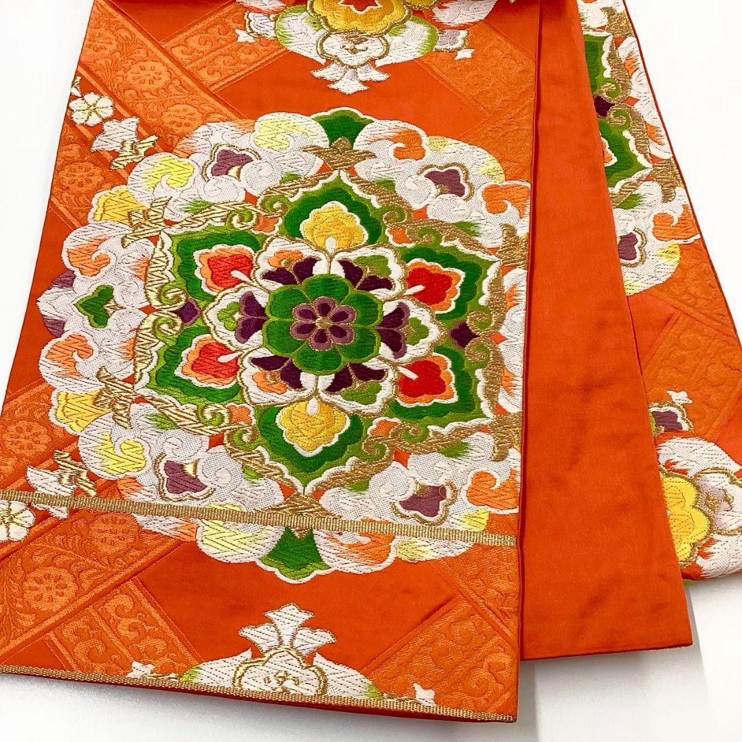 4760# Japanese Vintage Fukuro Obi Belt Kimono Fabric Silk Traditional Embroidery