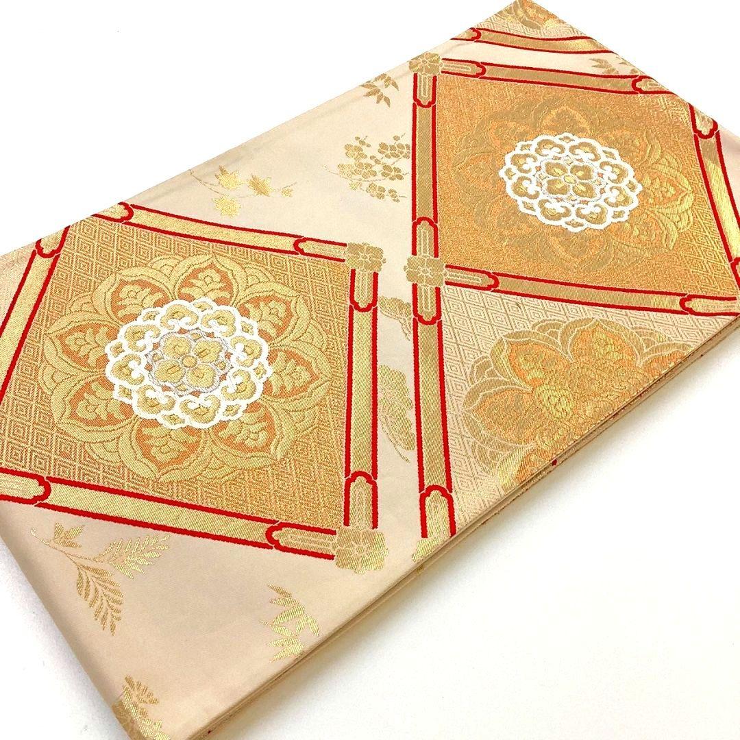 3641# Japanese Vintage Fukuro Obi Belt Kimono Fabric Silk Traditional