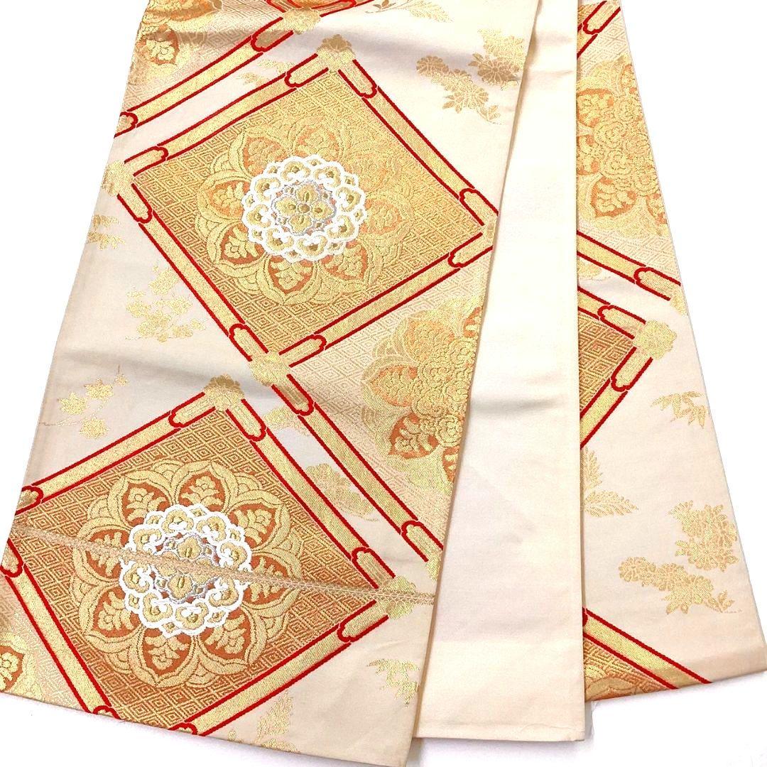 3641# Japanese Vintage Fukuro Obi Belt Kimono Fabric Silk Traditional