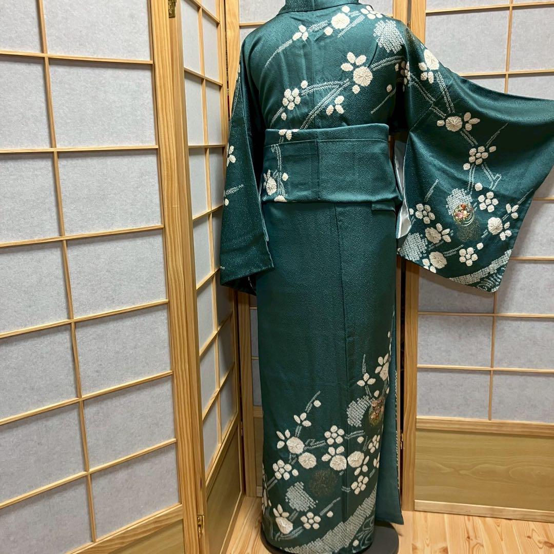 5451# Japanese Kimono Vintage Womens Silk Fabric Robe Kimono only sold Shibori
