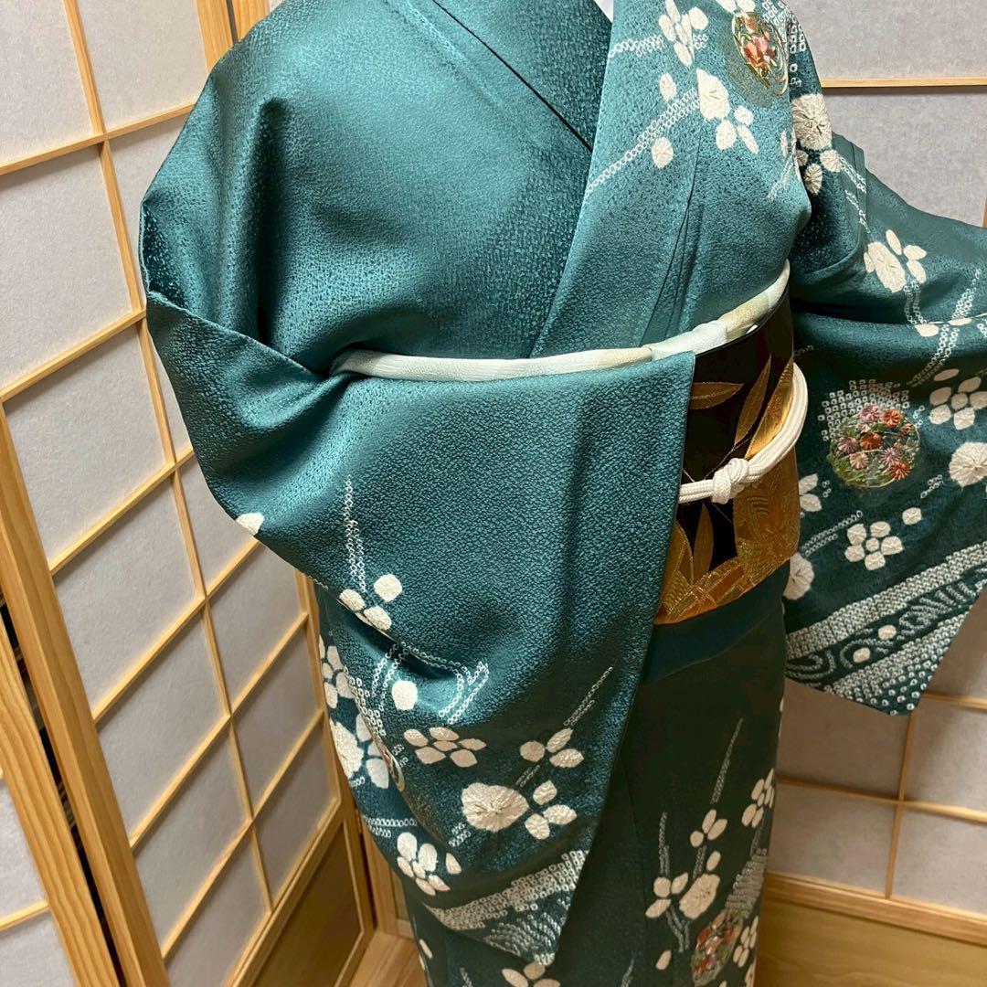 5451# Japanese Kimono Vintage Womens Silk Fabric Robe Kimono only sold Shibori