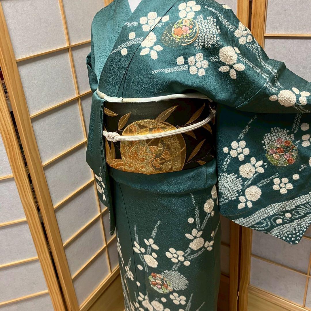 5451# Japanese Kimono Vintage Womens Silk Fabric Robe Kimono only sold Shibori