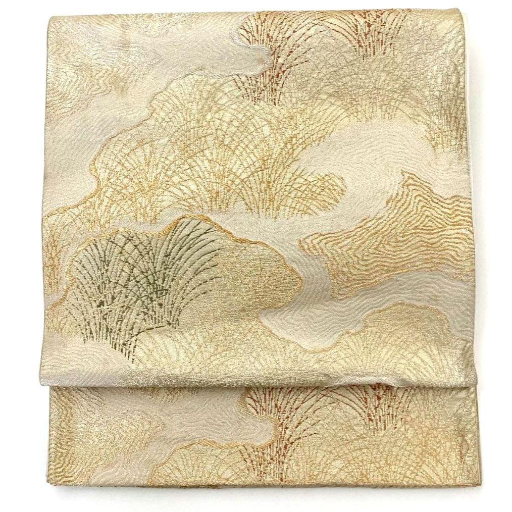 4736# Japanese Vintage Fukuro Obi Belt Kimono Fabric Silk Traditional Gold