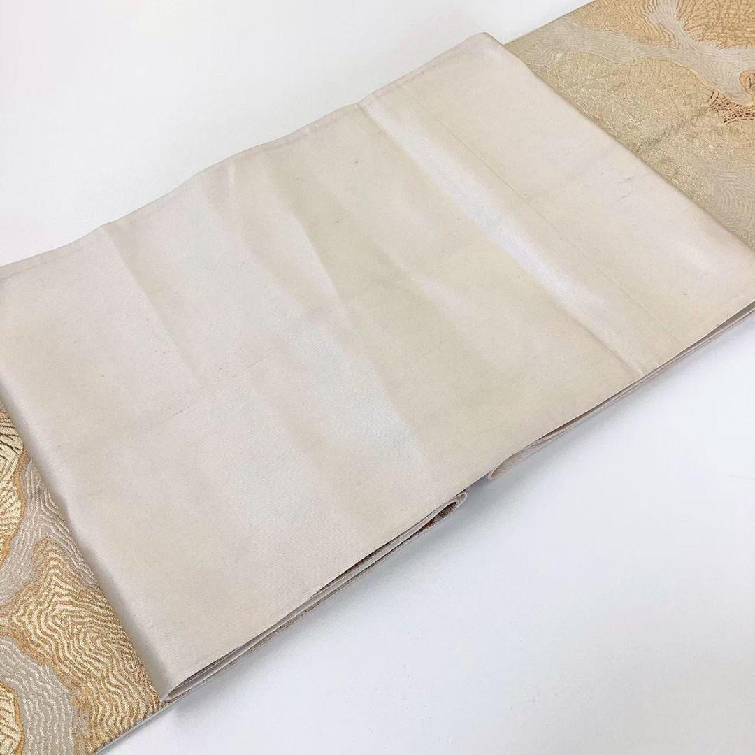 4736# Japanese Vintage Fukuro Obi Belt Kimono Fabric Silk Traditional Gold
