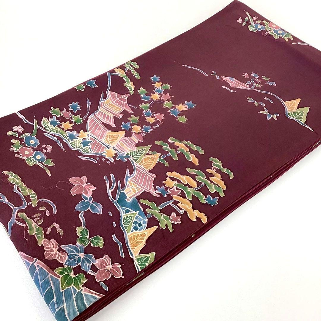 4746# Japanese Vintage Fukuro Obi Belt Kimono Fabric Silk Traditional Purple