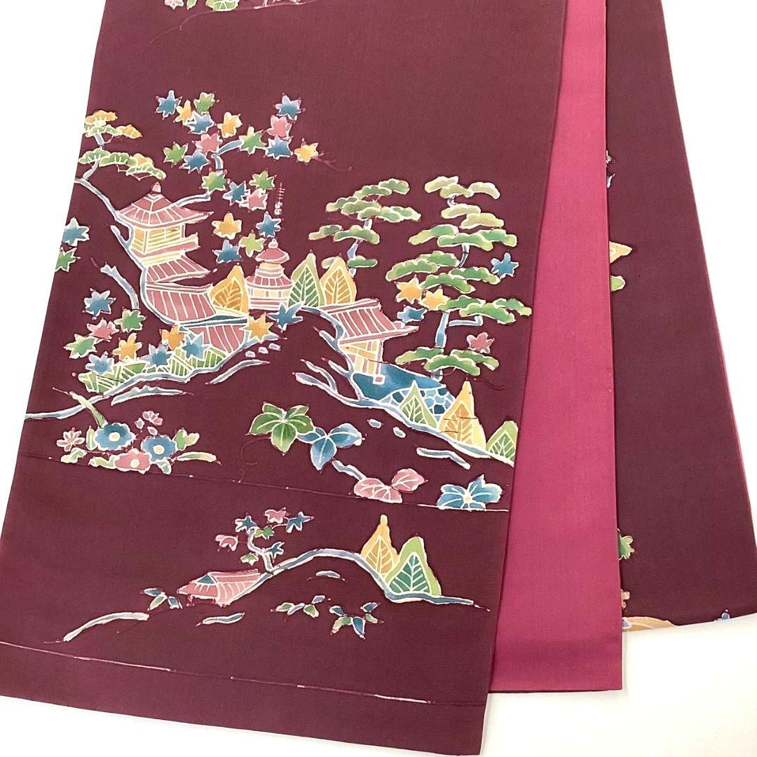 4746# Japanese Vintage Fukuro Obi Belt Kimono Fabric Silk Traditional Purple