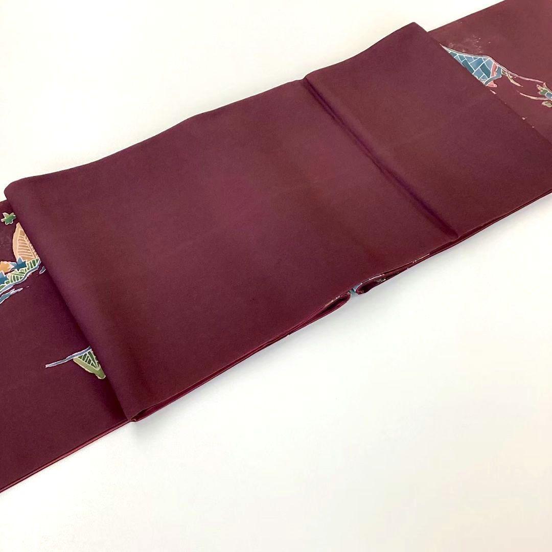 4746# Japanese Vintage Fukuro Obi Belt Kimono Fabric Silk Traditional Purple