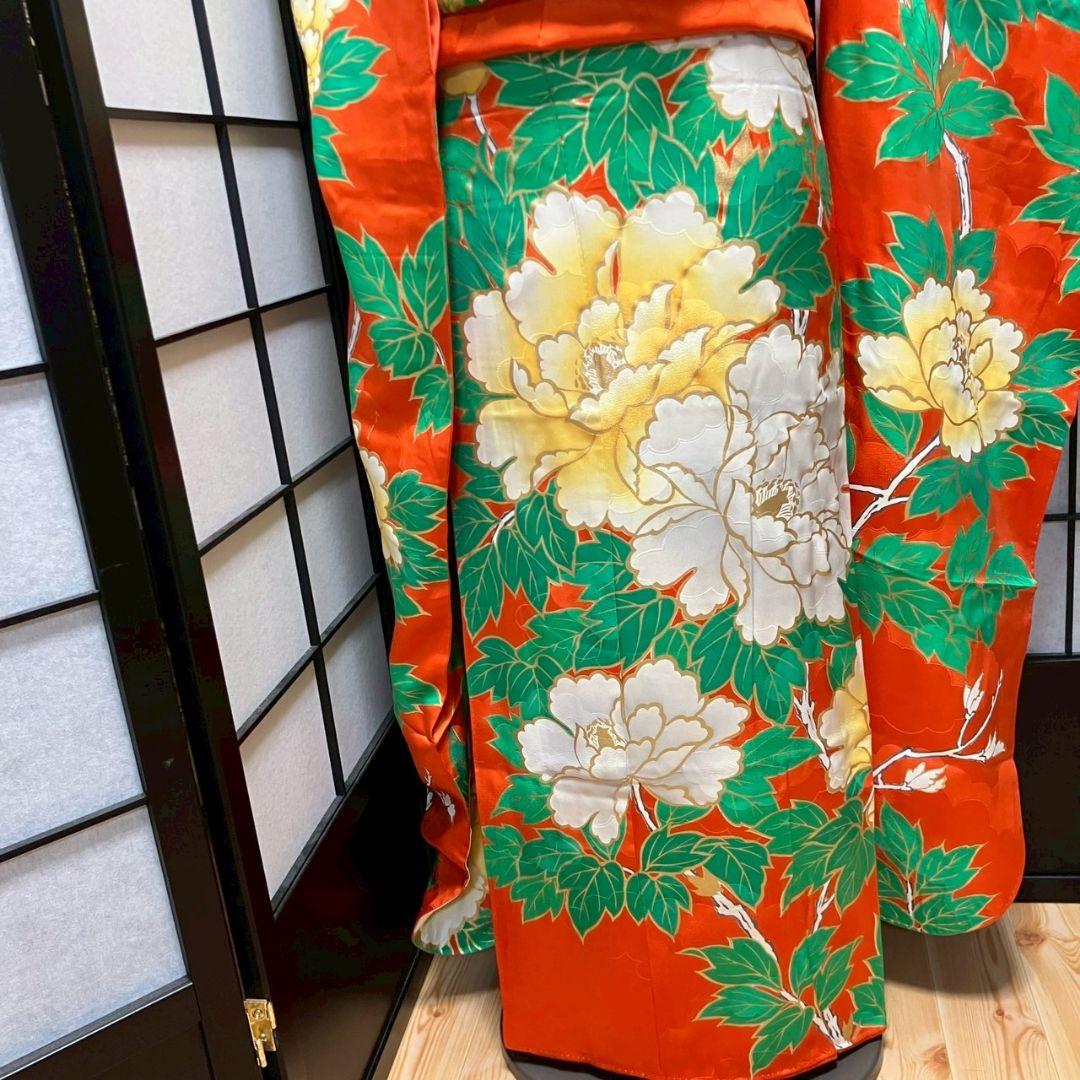 5466# Japanese Furisode Kimono Vintage Womens Silk Fabric Robe Kimono only sold