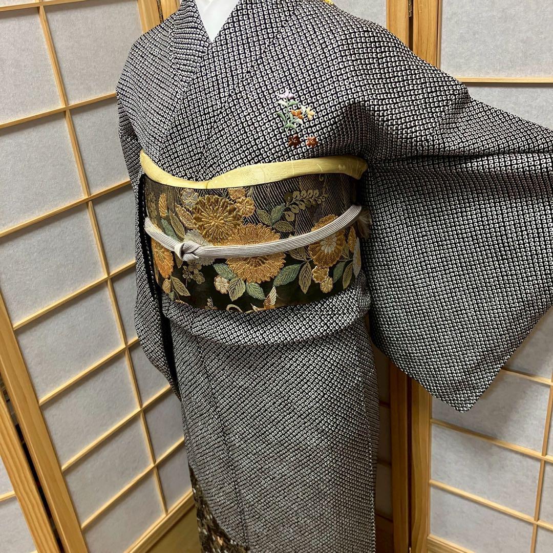 4400# Japanese Kimono Vintage Womens Silk Fabric Robe Kimono only sold Shibori