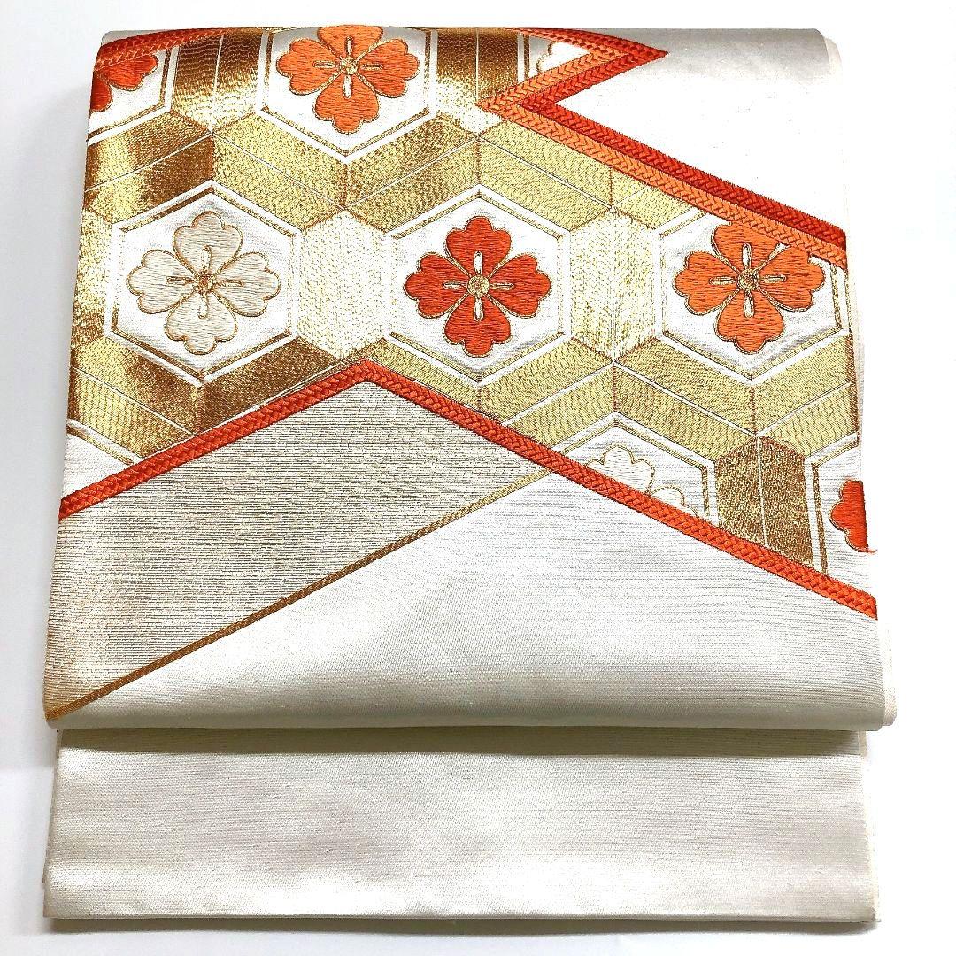 2735# Japanese Vintage Fukuro Obi Belt Kimono Fabric Silk Traditional Embroidery