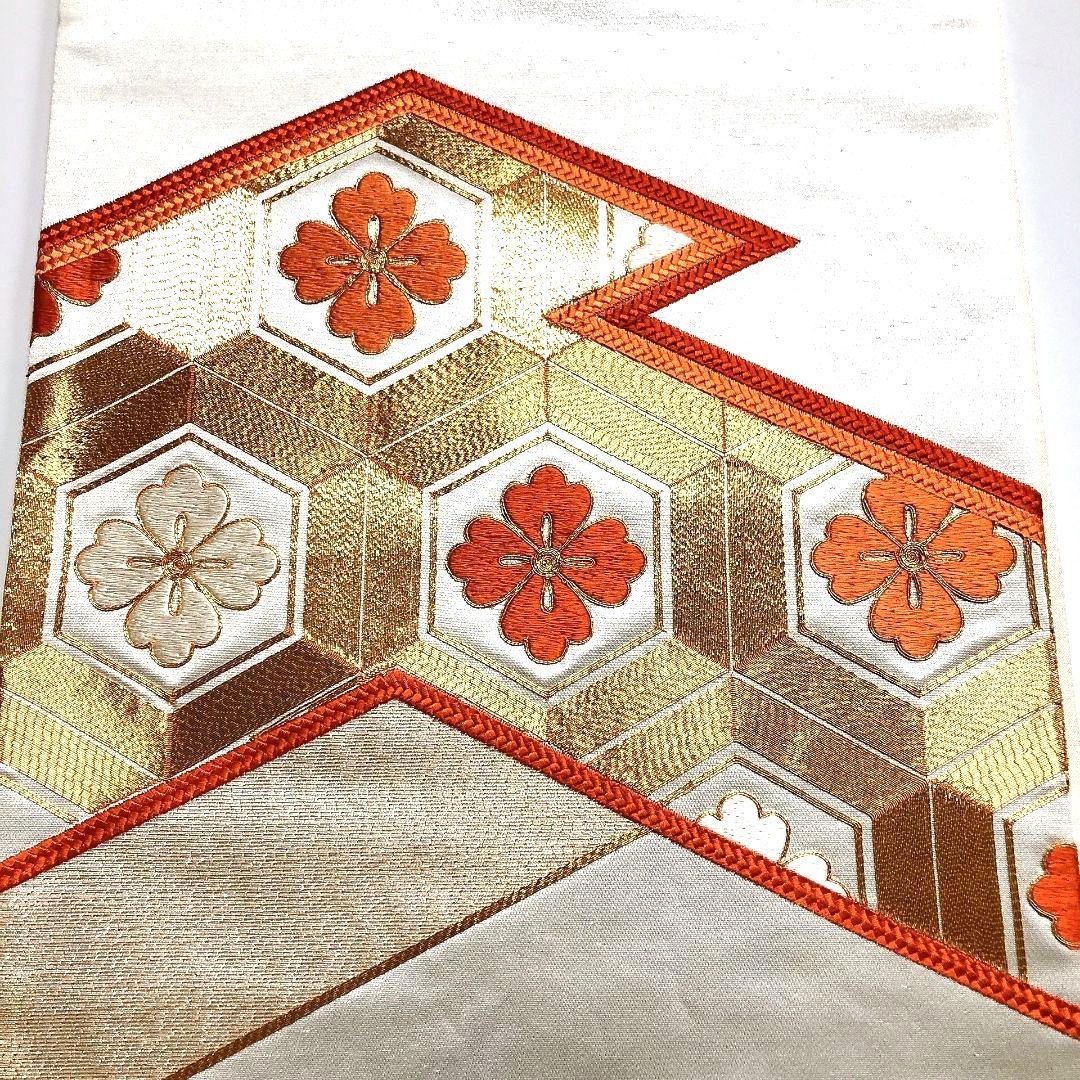 2735# Japanese Vintage Fukuro Obi Belt Kimono Fabric Silk Traditional Embroidery