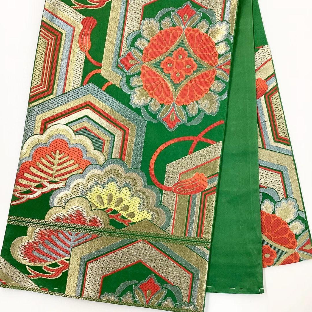 4756# Japanese Vintage Fukuro Obi Belt Kimono Fabric Silk Traditional Embroidery