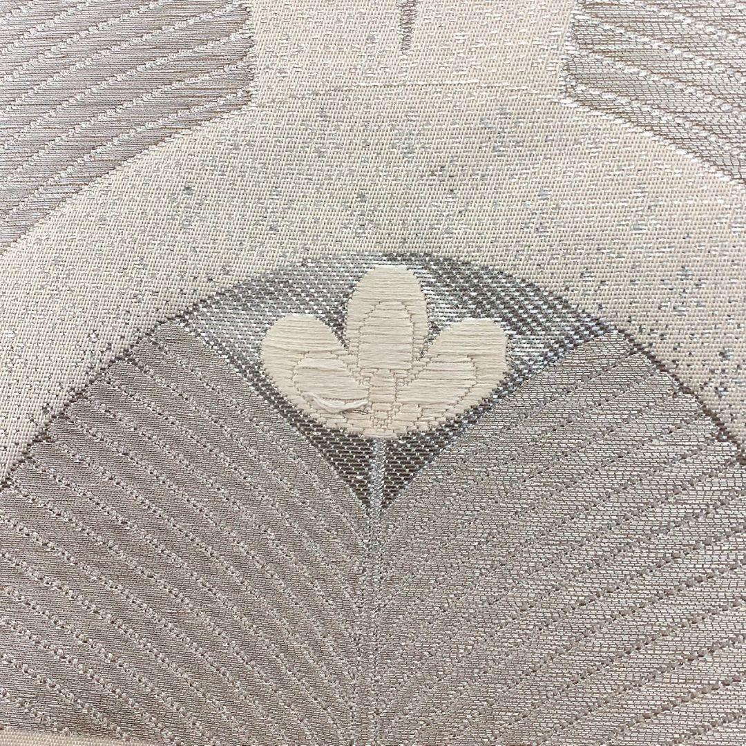 4986# Japanese Vintage Fukuro Obi Belt Kimono Fabric Silk Traditional Silver