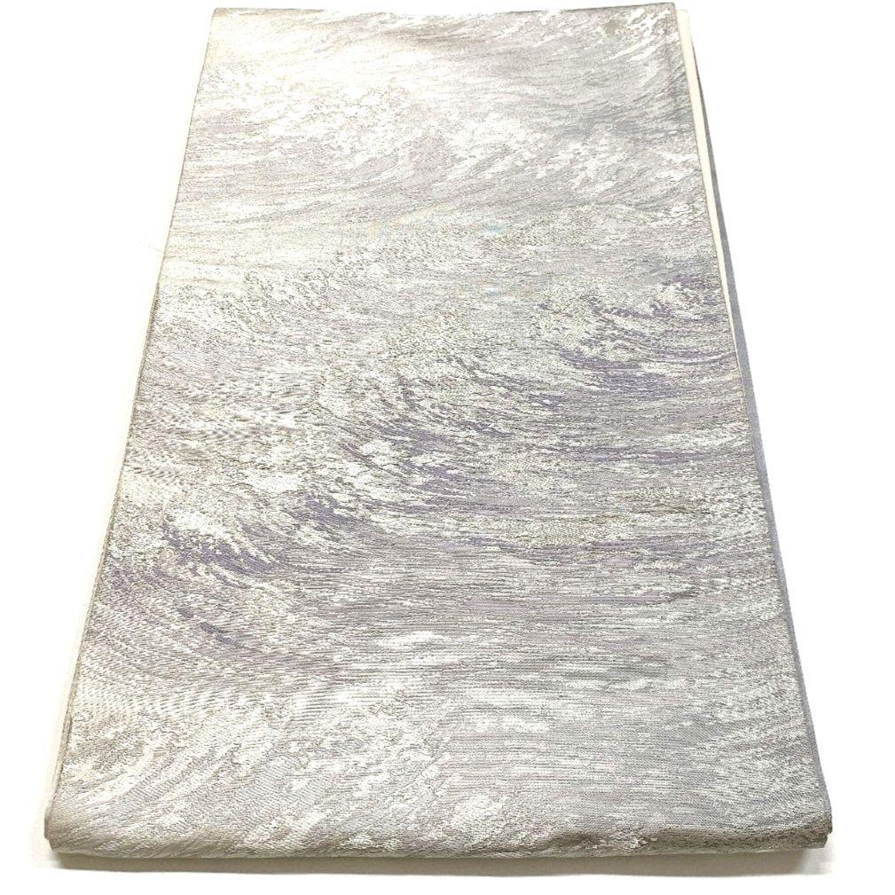 5071# Japanese Vintage Fukuro Obi Belt Kimono Fabric Silk Traditional Silver
