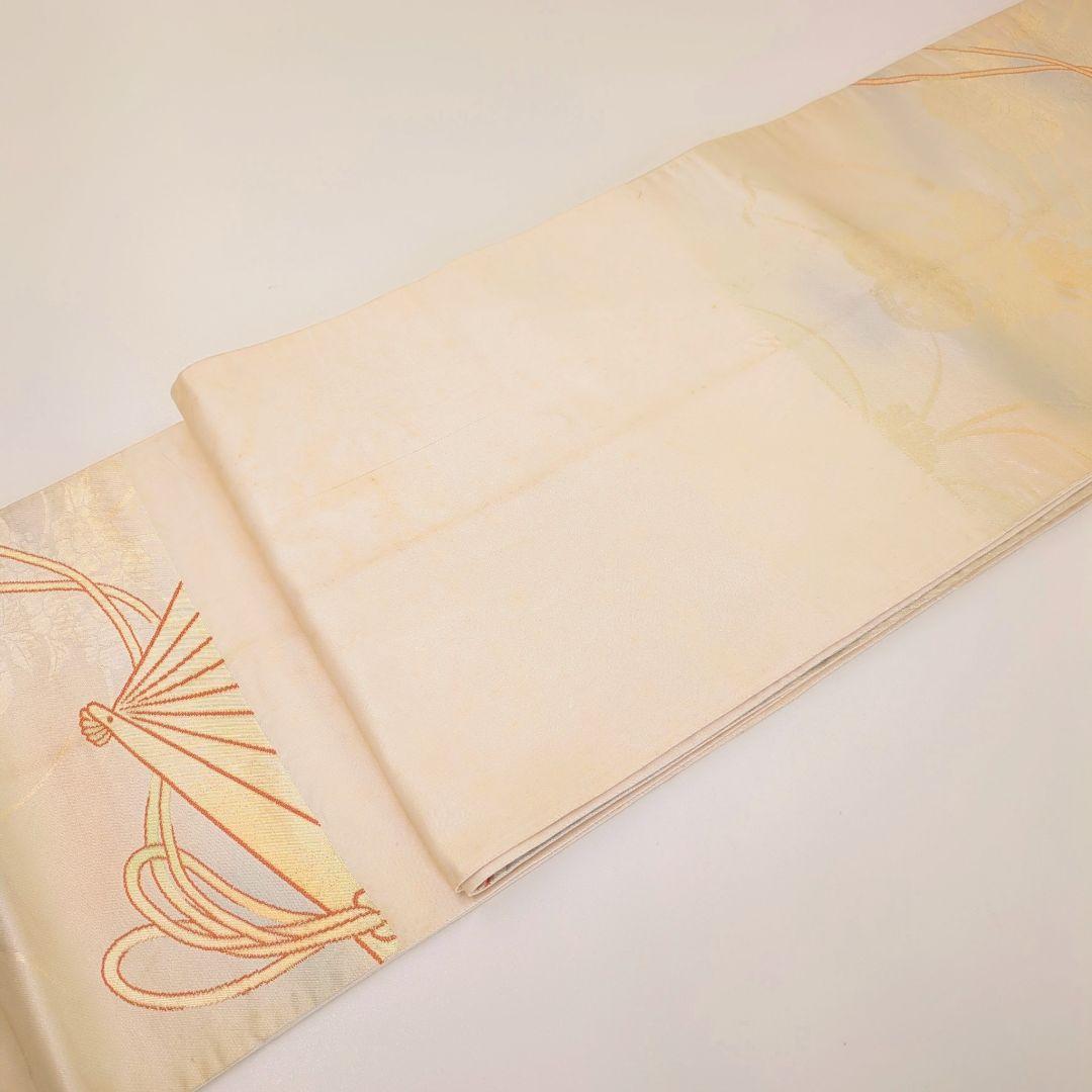 2514# Japanese Vintage Fukuro Obi Belt Kimono Fabric Silk Traditional Gold